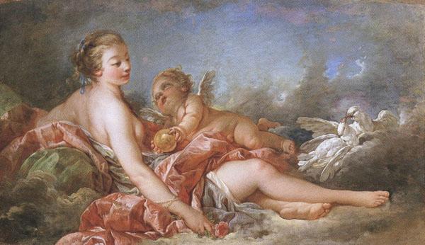 Francois Boucher Cupid Offering Venus the Golden Apple Spain oil painting art